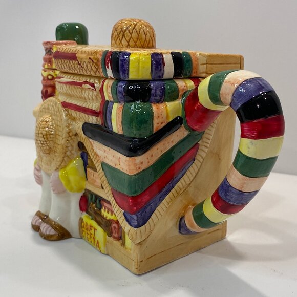 Vintage Tea-Nee Ceramic Tea Pot (8" w X 4" d X 6" h) Southwestern Sombrero 1995 - Picture 2 of 9
